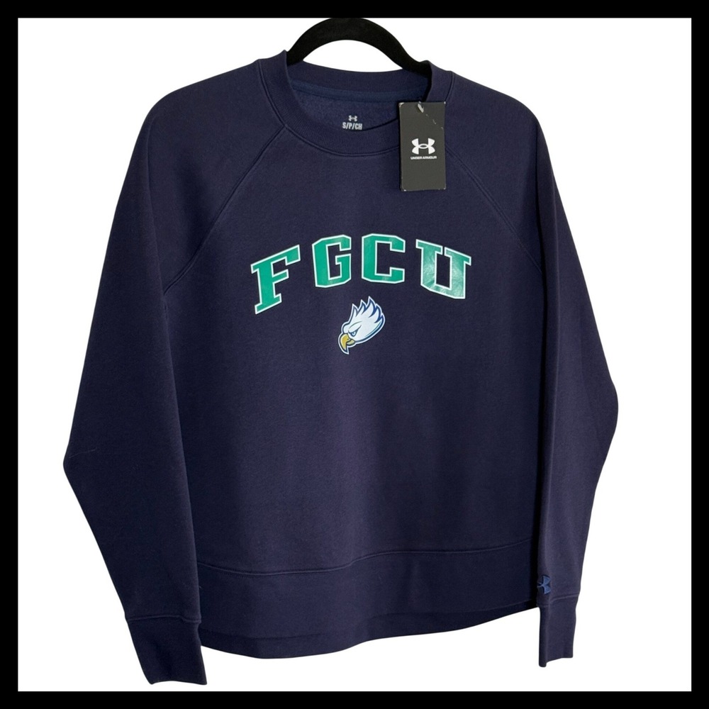 NWT Under Armour FGCU Eagles Sweatshirt Mens S Navy Blue Florida Gulf Coast NCAA